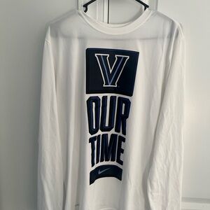 New Nike Mens Villanova Wildcats Long sleeve Shirt Size Large Our Time White